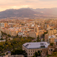 Чаша със снимка на залез над Малага - Испания