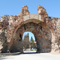 Чаша със снимка на южната крепостната стена и врата Камилите